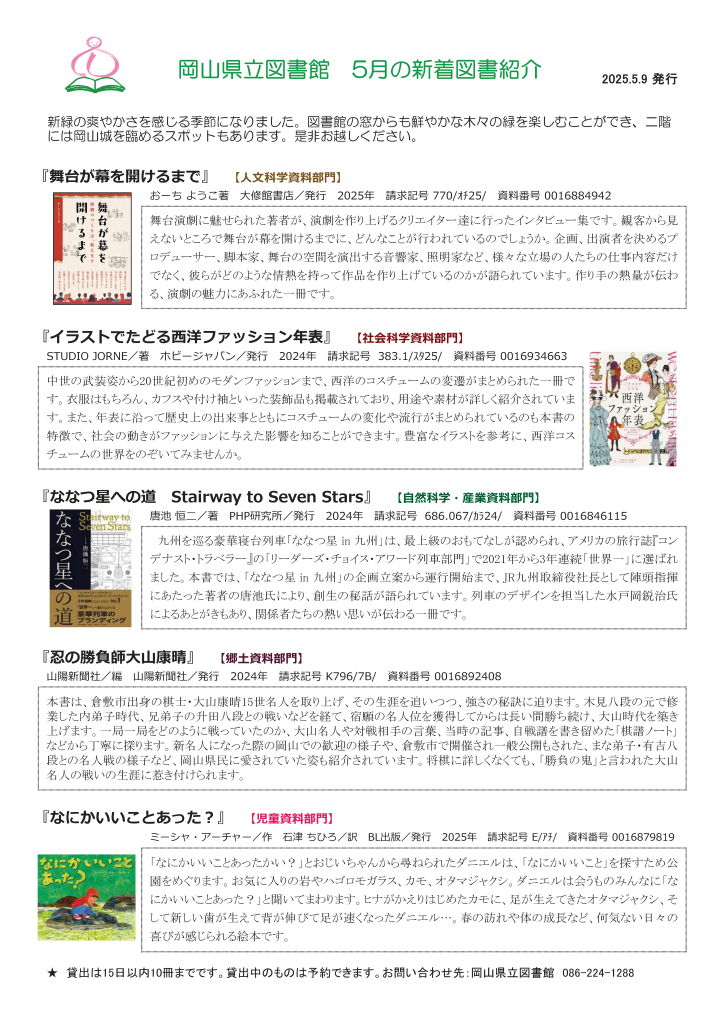 「新着図書リスト(5月)」ポスター